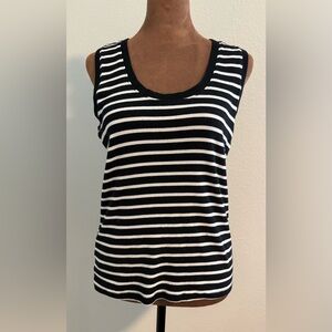 LOFT Black and White Striped Tank Top